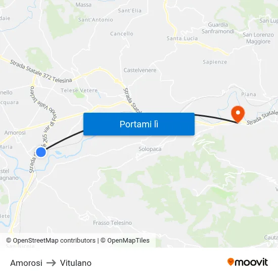 Amorosi to Vitulano map
