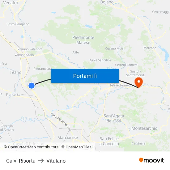 Calvi Risorta to Vitulano map