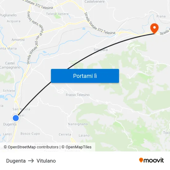 Dugenta to Vitulano map