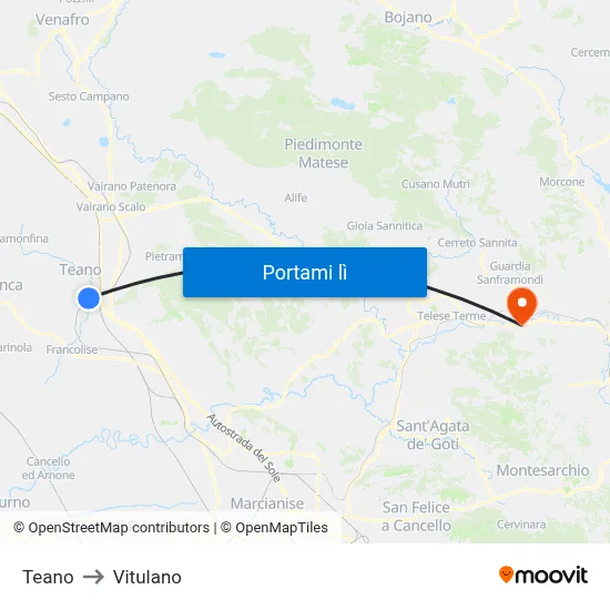 Teano to Vitulano map