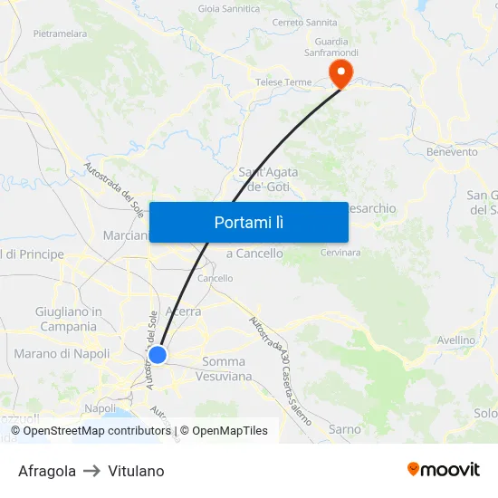 Afragola to Vitulano map