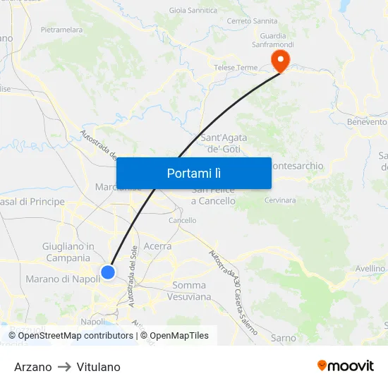 Arzano to Vitulano map