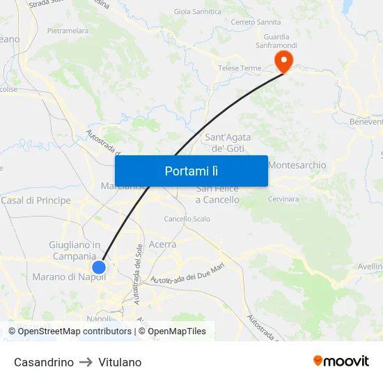 Casandrino to Vitulano map