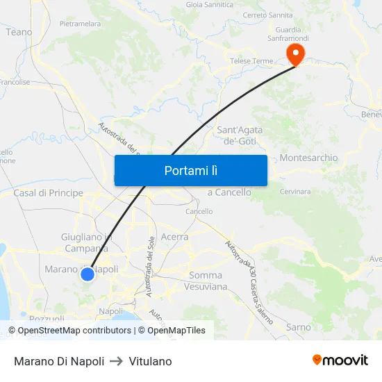 Marano Di Napoli to Vitulano map