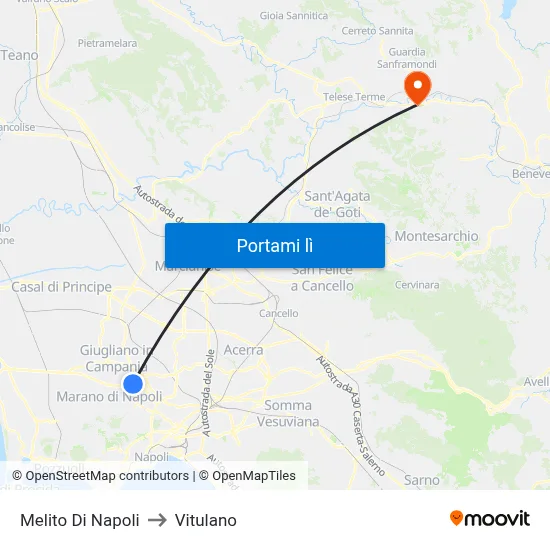 Melito Di Napoli to Vitulano map