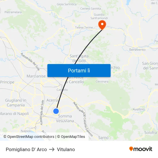Pomigliano D' Arco to Vitulano map