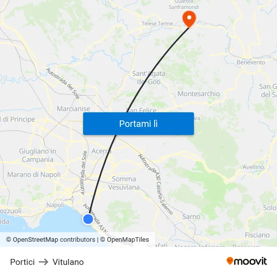 Portici to Vitulano map