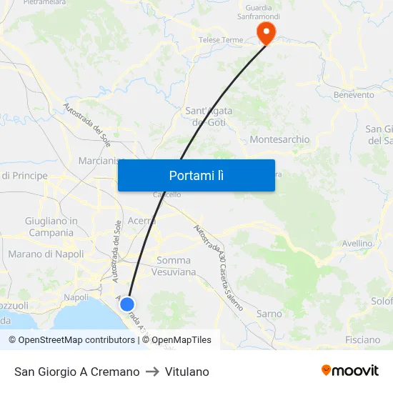 San Giorgio A Cremano to Vitulano map