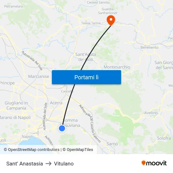 Sant' Anastasia to Vitulano map