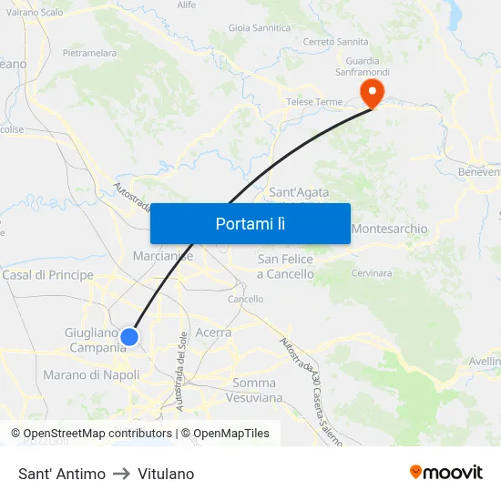 Sant' Antimo to Vitulano map