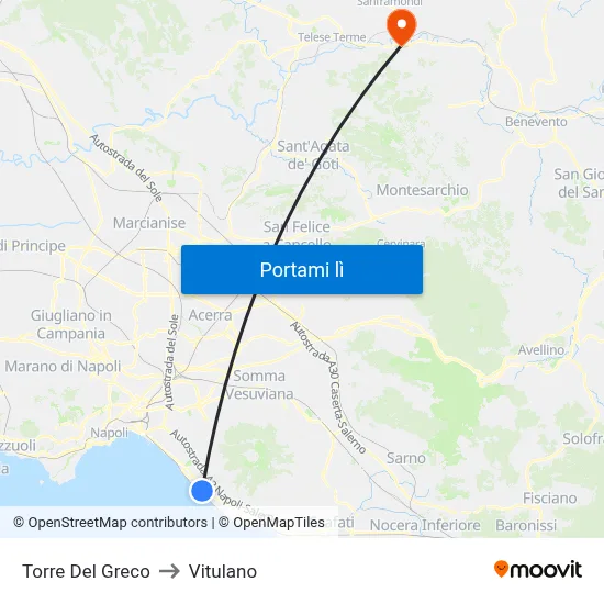 Torre Del Greco to Vitulano map