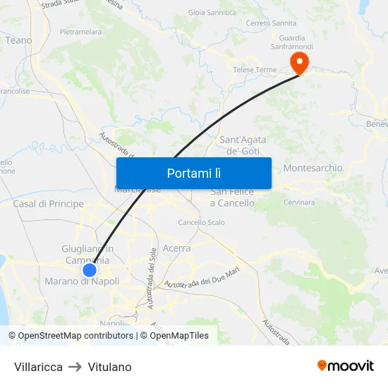 Villaricca to Vitulano map