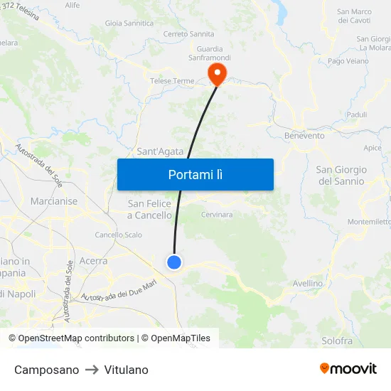 Camposano to Vitulano map