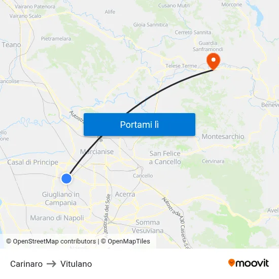 Carinaro to Vitulano map