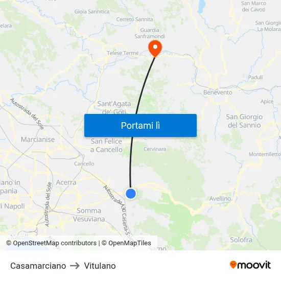 Casamarciano to Vitulano map