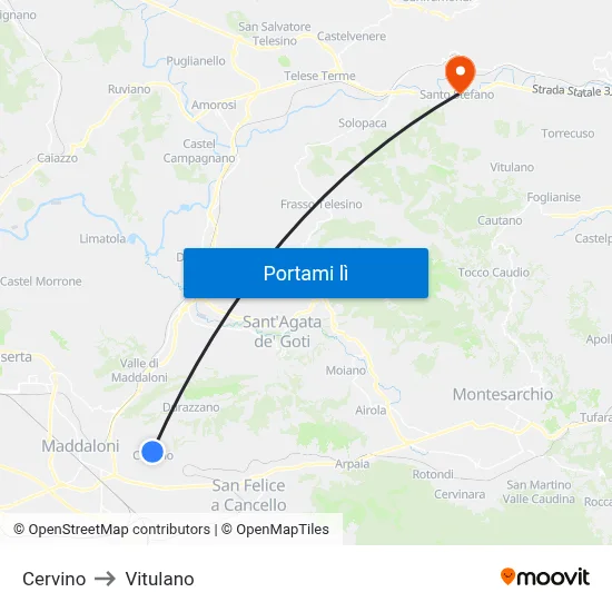 Cervino to Vitulano map