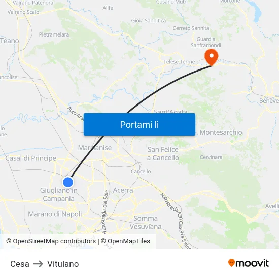 Cesa to Vitulano map