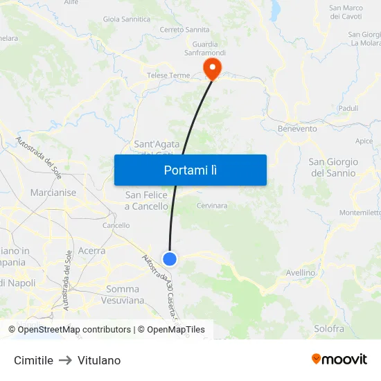 Cimitile to Vitulano map