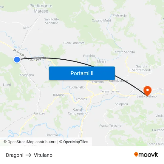 Dragoni to Vitulano map