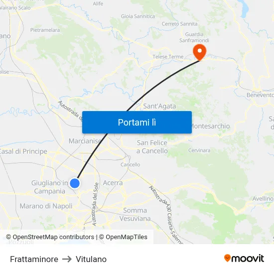 Frattaminore to Vitulano map