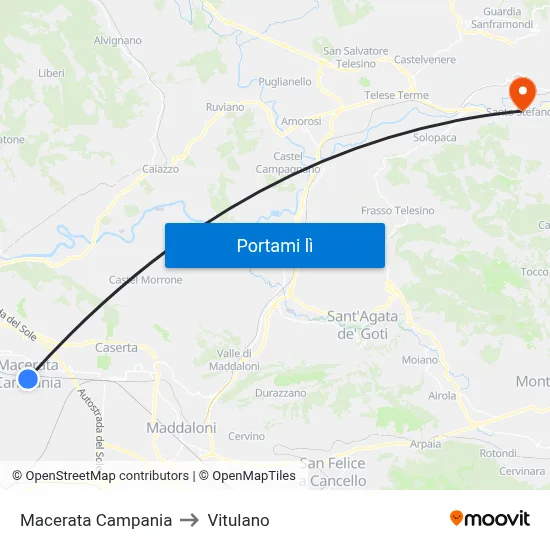Macerata Campania to Vitulano map