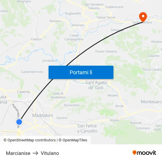 Marcianise to Vitulano map