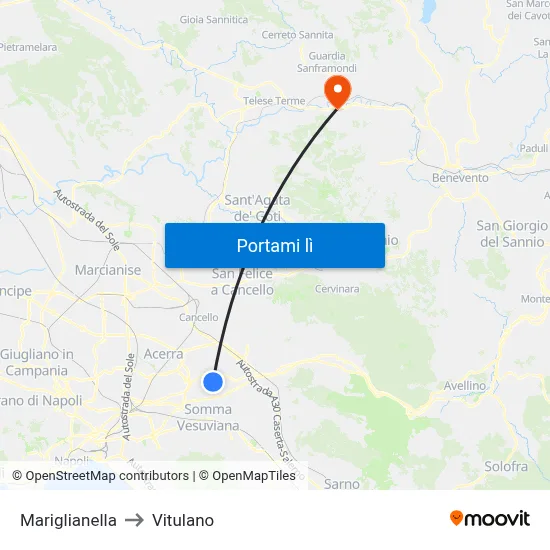 Mariglianella to Vitulano map
