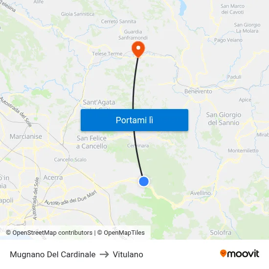 Mugnano Del Cardinale to Vitulano map