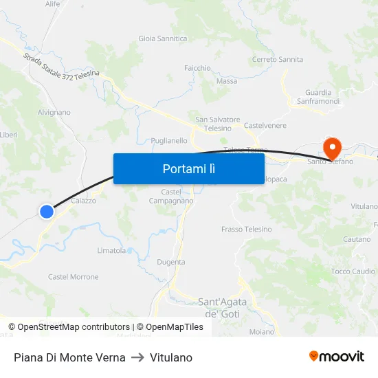 Piana Di Monte Verna to Vitulano map