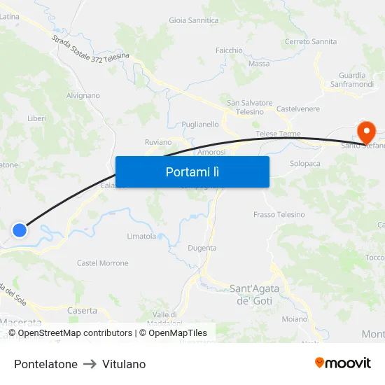 Pontelatone to Vitulano map