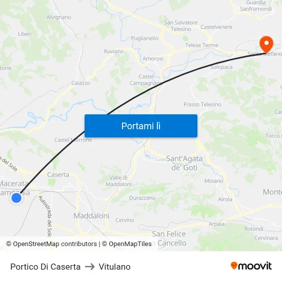 Portico Di Caserta to Vitulano map