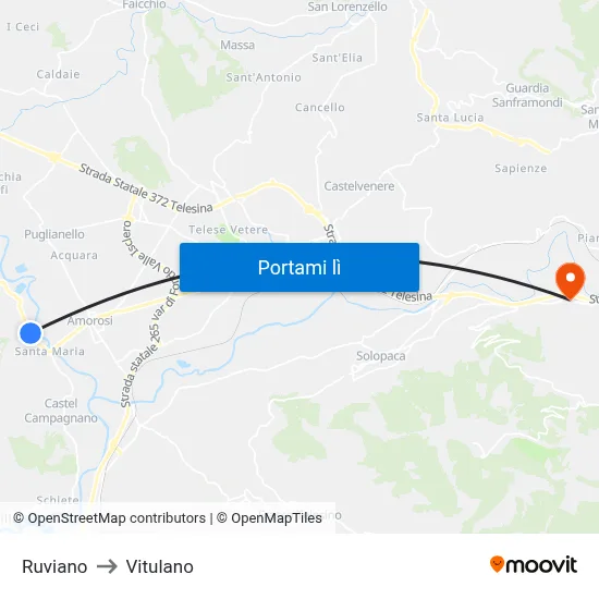Ruviano to Vitulano map