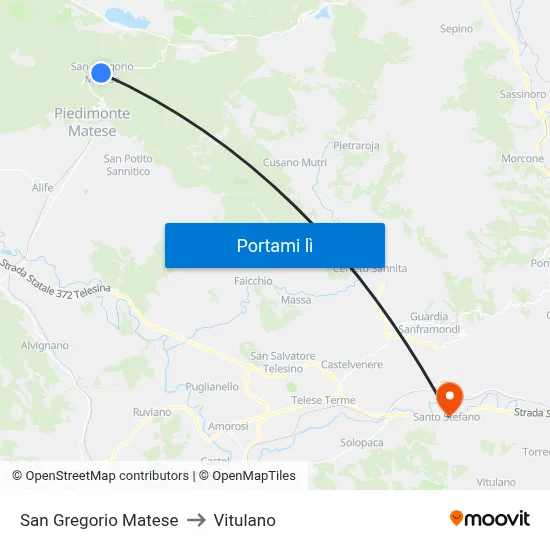 San Gregorio Matese to Vitulano map