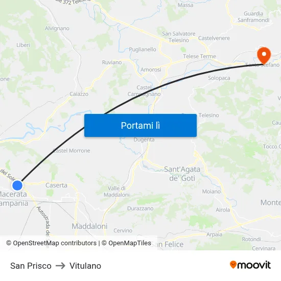 San Prisco to Vitulano map