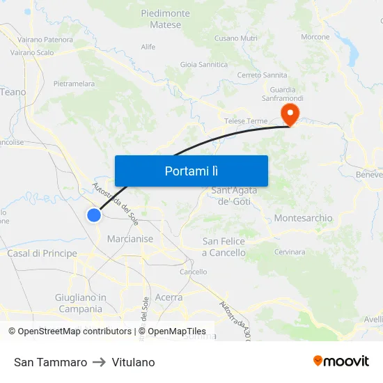 San Tammaro to Vitulano map