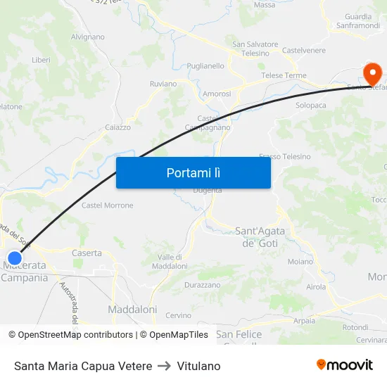 Santa Maria Capua Vetere to Vitulano map