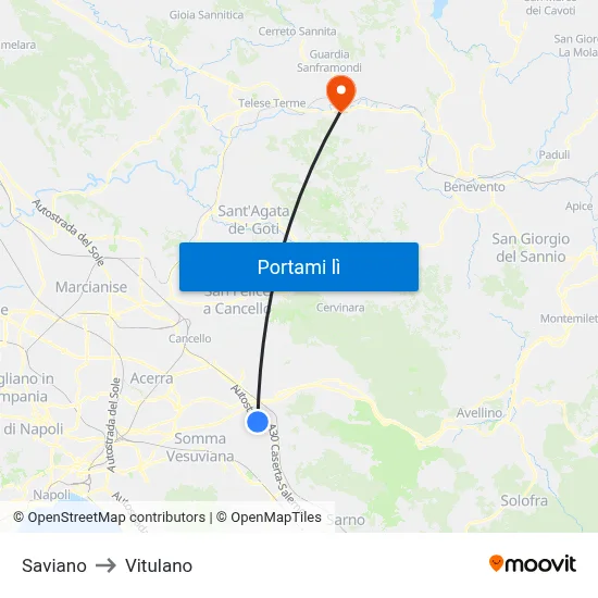 Saviano to Vitulano map