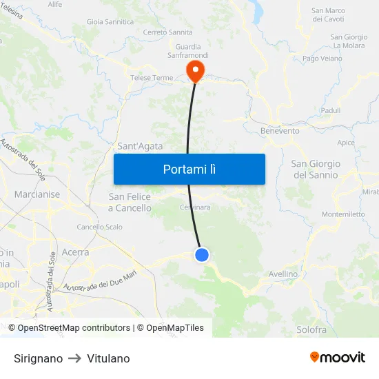 Sirignano to Vitulano map