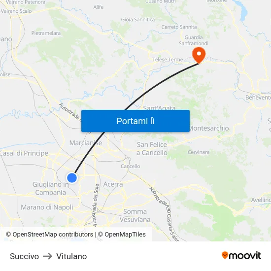 Succivo to Vitulano map