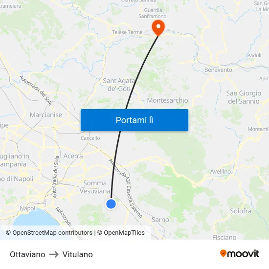 Ottaviano to Vitulano map