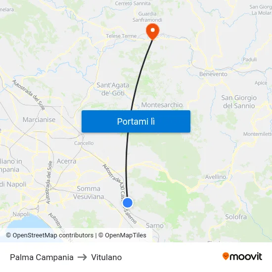 Palma Campania to Vitulano map