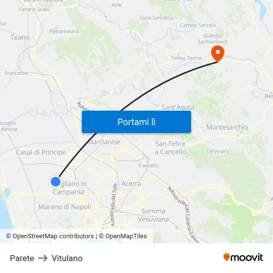 Parete to Vitulano map