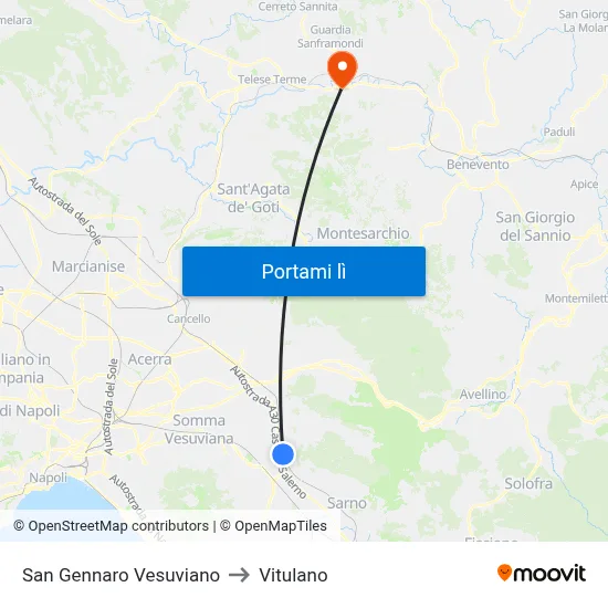 San Gennaro Vesuviano to Vitulano map