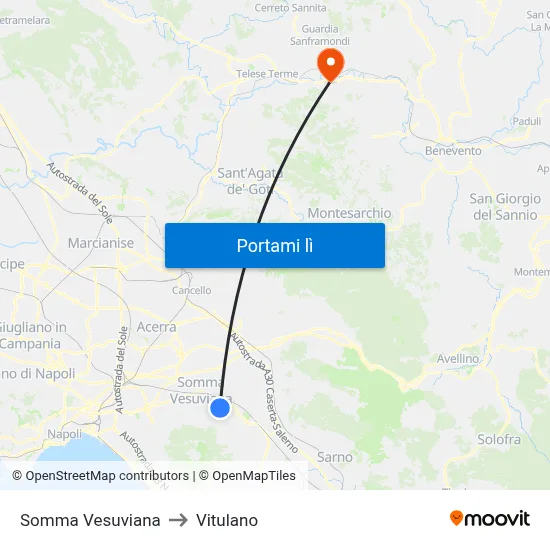 Somma Vesuviana to Vitulano map