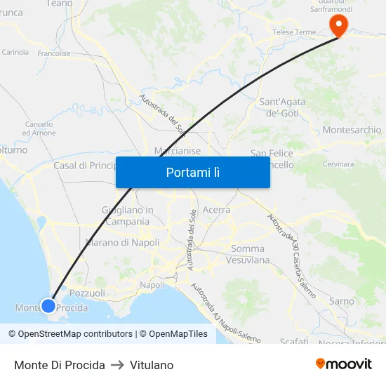 Monte Di Procida to Vitulano map