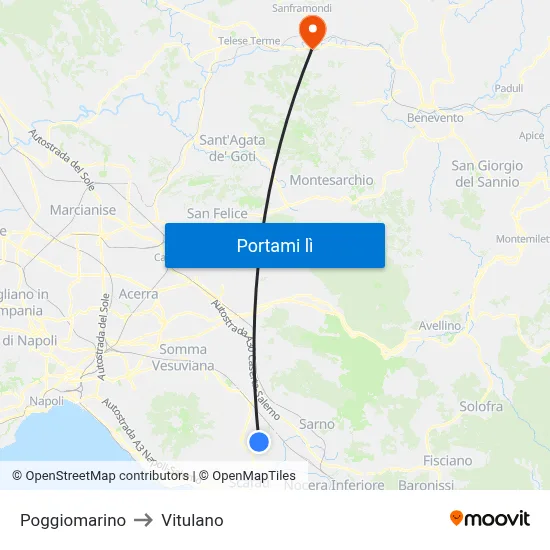 Poggiomarino to Vitulano map