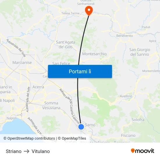Striano to Vitulano map