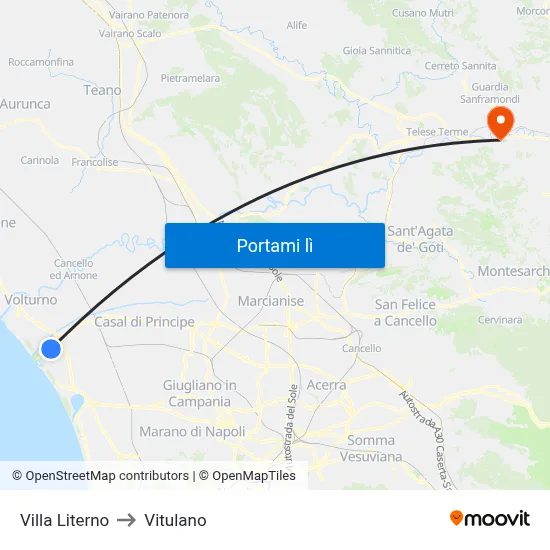 Villa Literno to Vitulano map