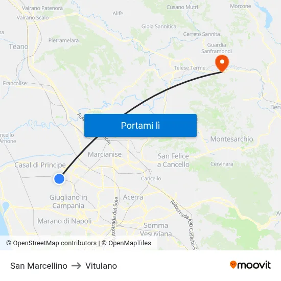 San Marcellino to Vitulano map