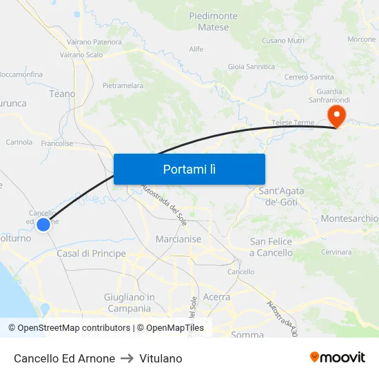 Cancello Ed Arnone to Vitulano map